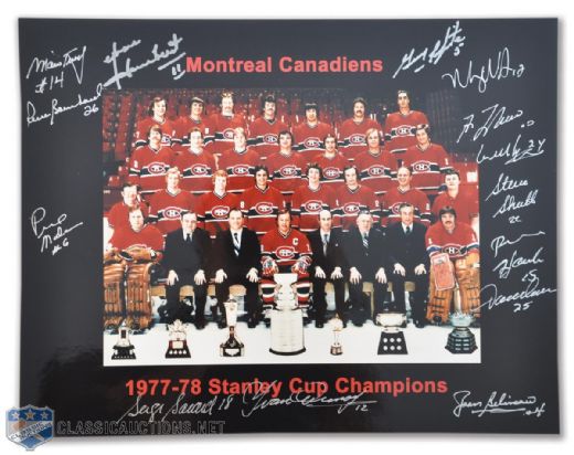 Montreal Canadiens 1977-78 Stanley Cup Champions Team Photo Signed by 14