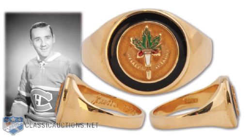 Jacques Plante Hockey Hall of Fame 14K Gold Ring