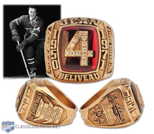 Spectacular Jean Beliveau Diamond & Gold Career Tribute Ring