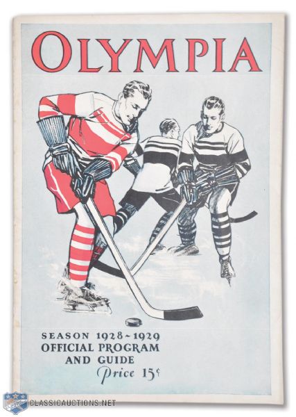 1928-29 Detroit Olympia Program - Detroit Cougars vs Boston Bruins