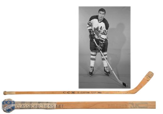 Bob Pulfords 1966 Toronto Maple Leafs Game-Used Team-Signed Stick