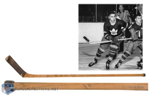 George Armstrongs 1954-55 Toronto Maple Leafs Game-Used Stick Team-signed by 14, Including Kennedy, Horton and Lumley