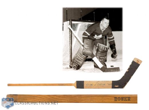 Johnny Bowers 1962 Maple Leafs CCM Game-Used Stick Team-Signed By Leafs, Including Horton and Imlach, and Rangers Greats Harvey and Worsley