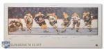 Boston Bruins Lithograph Autographed by 7 HOFers, Including Orr (18" x 39")
