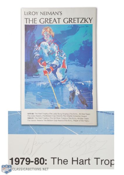 1981 LeRoy Neimans "The Great Gretzky" Poster Signed by Neiman and Gretzky (22"x34")