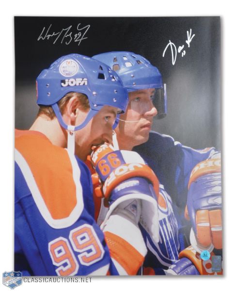 Wayne Gretzky and Jari Kurri Edmonton Signed Oilers Photo (16"x20") - WGA COA