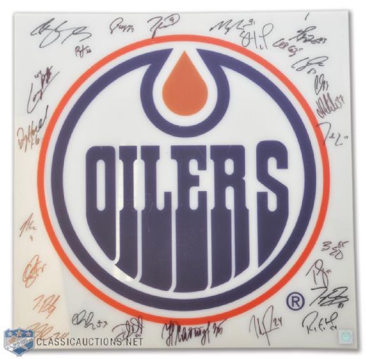 Edmonton Oilers 2011-12 Team-Signed Rexall Place Oilers In Game Shot Clock Insert Sign