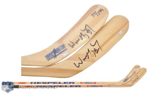 Wayne Gretzky Autographed Hespeler Stick Collection of 2 from UDA