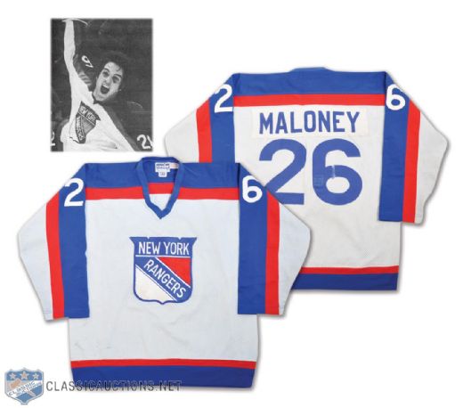 Dave Maloneys 1977-78 New York Rangers Game-Worn Playoffs Jersey