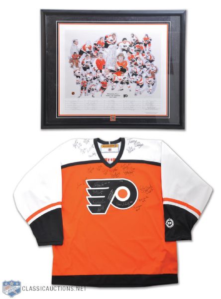 Philadelphia Flyers 1974-75 Stanley Cup Champions Limited-Edition Team-Signed Jersey and Framed Lithograph (28" x 34")