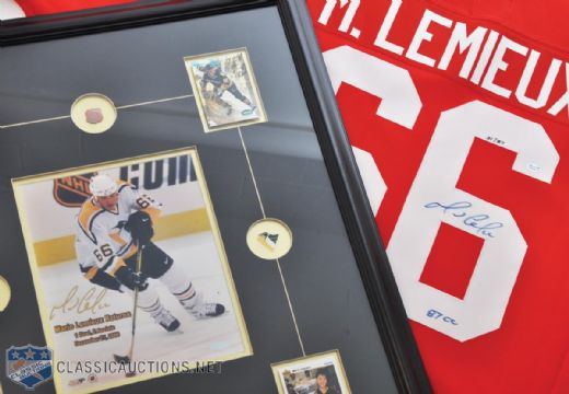 Mario Lemieux Signed 1987 Canada Cup Jersey and Steiner Signed Framed Montage (27" x 22 1/2")