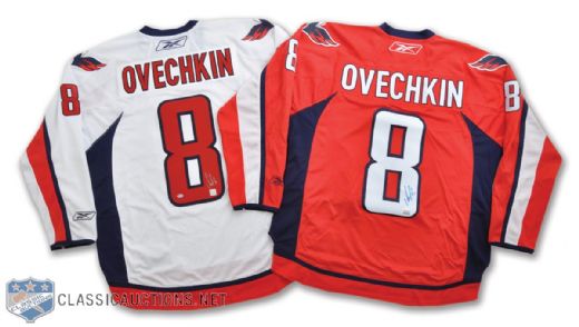 Alexander Ovechkin Washington Capitals Signed Home and Away Jersey Collection of 2