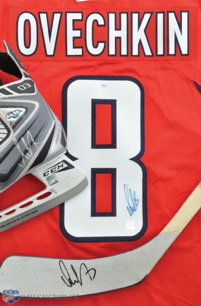 Alexander Ovechkin Washington Capitals Signed Skates, Jersey and Stick