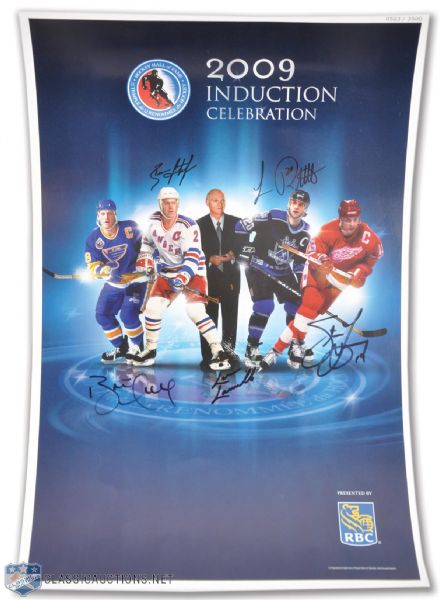 2009 Hockey Hall of Fame Inductees Signed Poster, Including Yzerman, Hull & Leetch