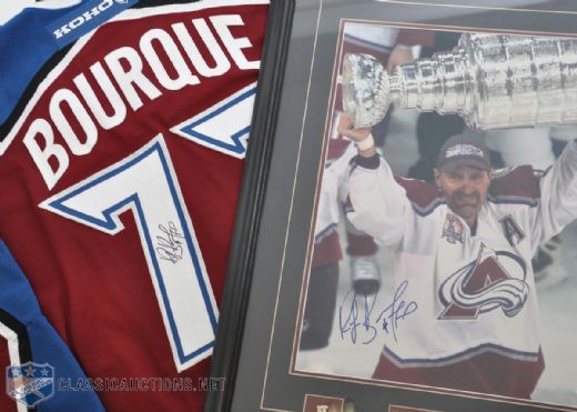 Raymond Bourque Signed Colorado Avalanche Jersey and Framed Montage (30" x 24 1/2")