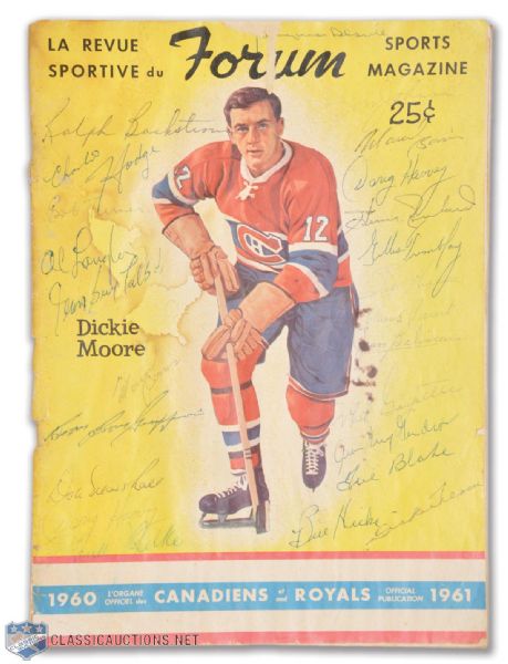 Montreal Canadiens 1960-61 Team-Signed Program with Harvey, Plante, Blake and Selke