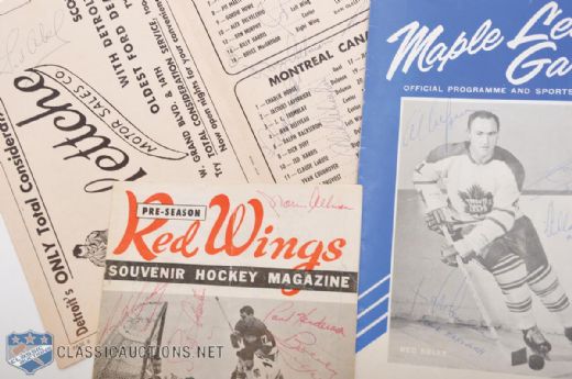 Detroit Red Wings and Toronto Maple Leafs Mid-1960s Multi-Autographed Program Collection of 3
