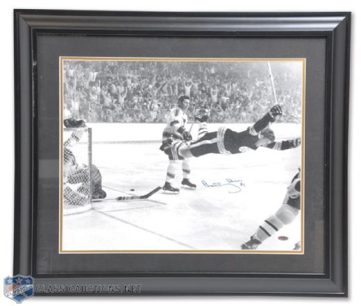 Bobby Orr Autographed "The Goal" Framed Photo Display