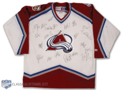 Colorado Avalanche Jersey Autographed by 21 Including Roy, Bourque & Sakic