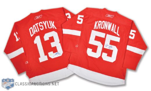 Detroit Red Wings Pavel Datsyuk and Niklas Kronwall Signed Jerseys