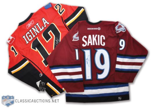 Joe Sakic and Jarome Iginla Autographed Jersey Collection of 2