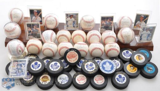 Toronto Maple Leafs and Blue Jays Autographed Puck and Baseball Collection of 30+