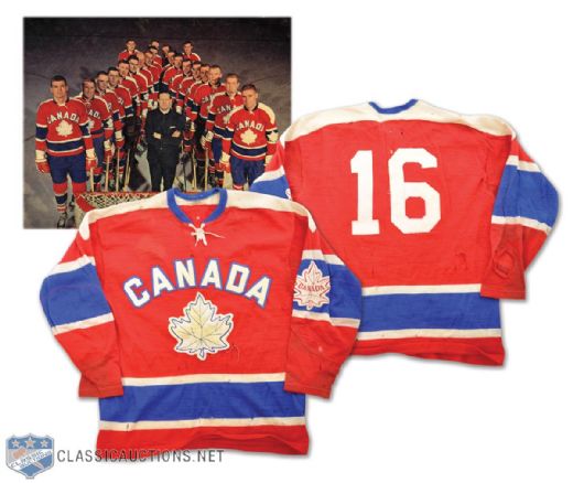 Terry Clancys 1964 Winter Olympics Team Canada Game-Worn Red Jersey