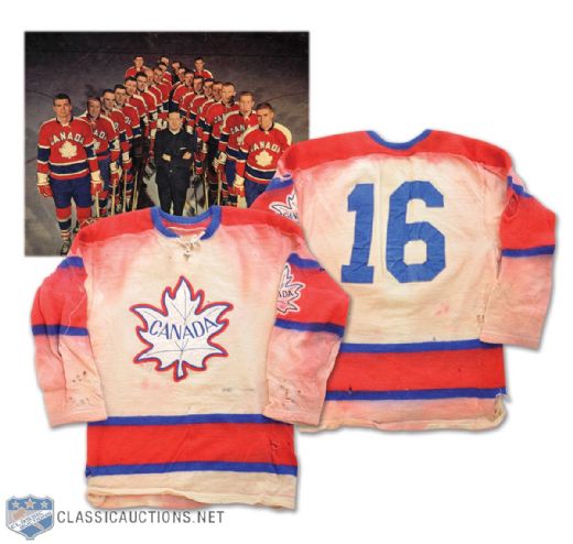 Terry Clancys 1964 Winter Olympics Team Canada Game-Worn White Jersey
