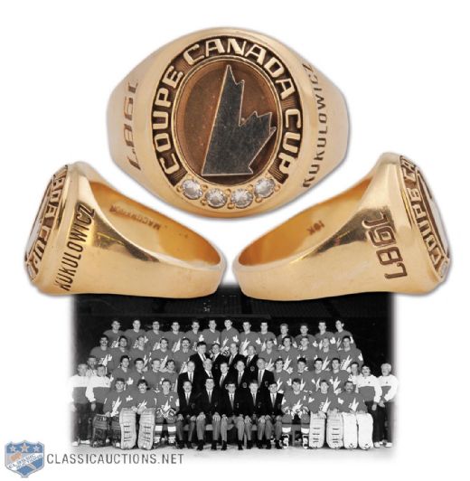 1987 Canada Cup 10K Gold and Diamond Ring