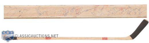 Bryan Trottiers 1981 Canada Cup Game-Used Team Canada Stick Team-Signed by 29, Including Gretzky