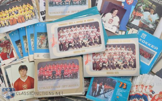 Massive Russian Hockey Postcard Collection of 1,700