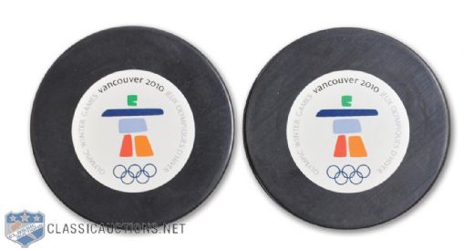 2010 Winter Olympics Official Game Puck Collection of 2