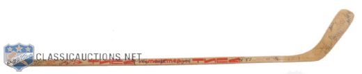 1970s Russian Hockey Team Autographed Stick by 20, Including Tretiak & Yakushev