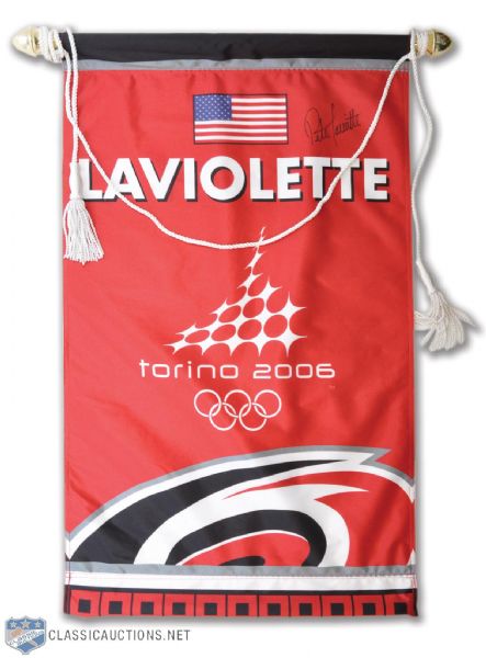 Pete Laviolette 2006 Torino Olympics Signed Commemorative Banner (37" x 22")