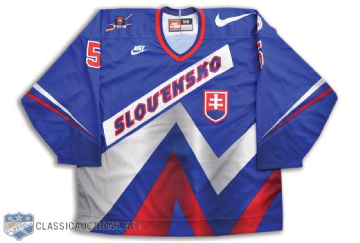 Marian Smerciaks Team Slovakia 1996 World Cup of Hockey Pre-Tournament Game-Worn Jersey