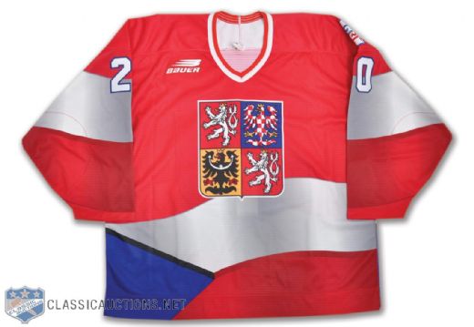 Martin Prochazkas Team Czech Republic 1996 World Cup of Hockey Game-Issued Jersey