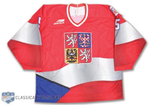 Drahomir Kadlecs Team Czech Republic 1996 World Cup of Hockey Game-Issued Jersey