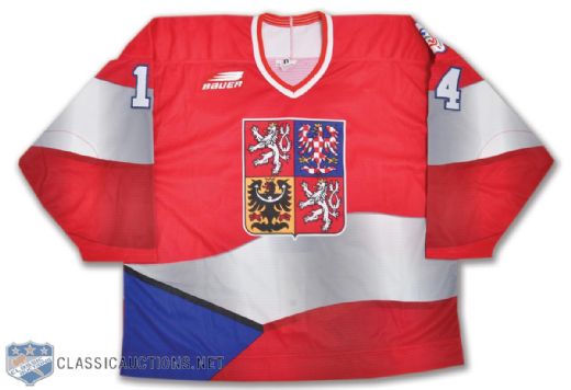 Jiri Kuceras Team Czech Republic 1996 World Cup of Hockey Game-Issued Jersey