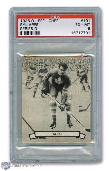 1936-37 O-Pee-Chee Series D #101 HOFer Syl Apps RC - Graded PSA 6