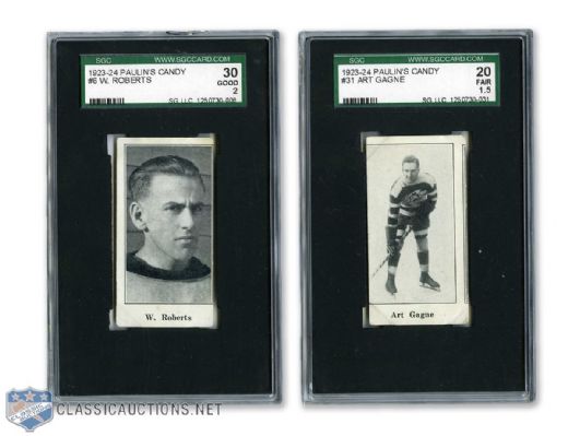 1923-24 Paulins Candy V128 #6 Roberts and #31 Gagne SGC-Graded Cards