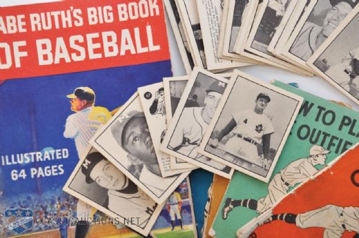 1952 Parkhurst Baseball Card Collection of 21 and Babe Ruth Quaker Oats  Booklets and Book