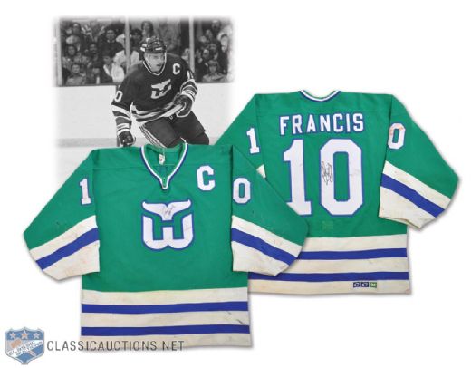 Ron Francis 1985-86 Hartford Whalers  Signed Game-Worn Captains Jersey - Photo-Matched!
