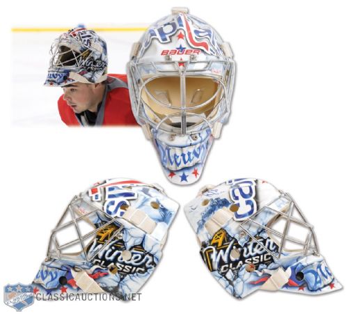 Michal Neuvirths Washington Capitals 2011 Winter Classic Signed Game-Worn Goalie Mask  -Video-Matched!