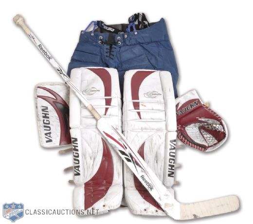 Michal Neuvirths Washington Capitals Game-Used Equipment Collection Featuring Rookie Season 2008-09 Game-Worn Pads, Blocker and Glove