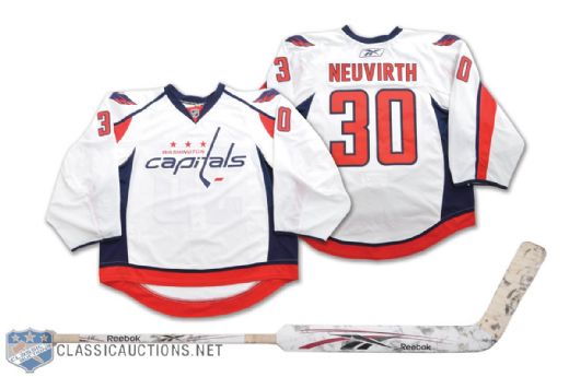 Michal Neuvirths 2009-10 Washington Capitals Game-Issued Jersey and Game-Used Stick