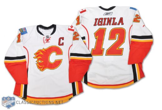 Jarome Iginlas 2010-11 Calgary Flames Game-Worn Jersey from 1,000th Point Game
