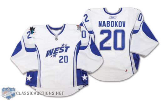 Evgeni Nabokovs 2008 NHL All-Star Game Western Conference Signed Game-Worn Jersey