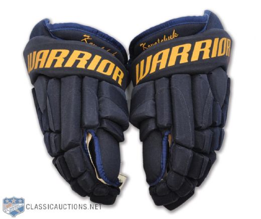 Ilya Kovalchuks Mid-2000s Atlanta Trashers Warrior Game-Issued Gloves