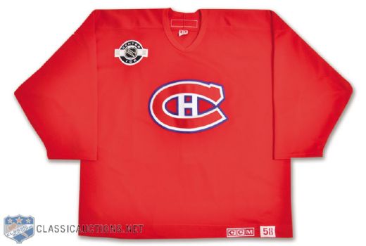 Guy Lapointes 2003 Heritage Classic Montreal Canadiens MegaStars  Signed Practice-Worn Jersey