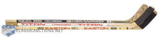 Brian Leetchs, Ray Bourques and Denis Potvins Game-Used Sticks